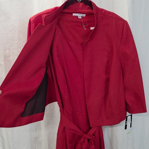 Studio One 18W 2X 2pc Set True Red Sheath Dress Suit Jacket Blazer Office - Picture 5 of 8